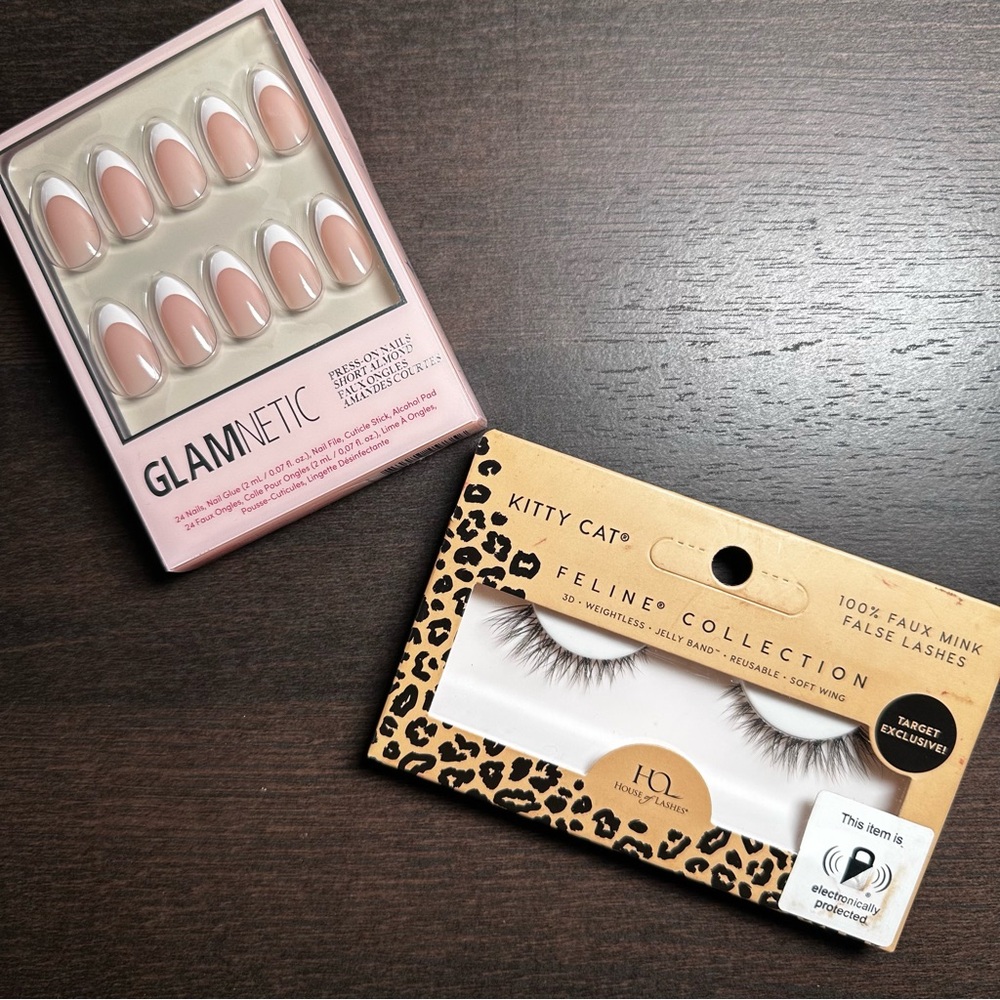 Glamnetic Press-On French Nails and Kitty Cat Faux Mink Lashes House of Lashes